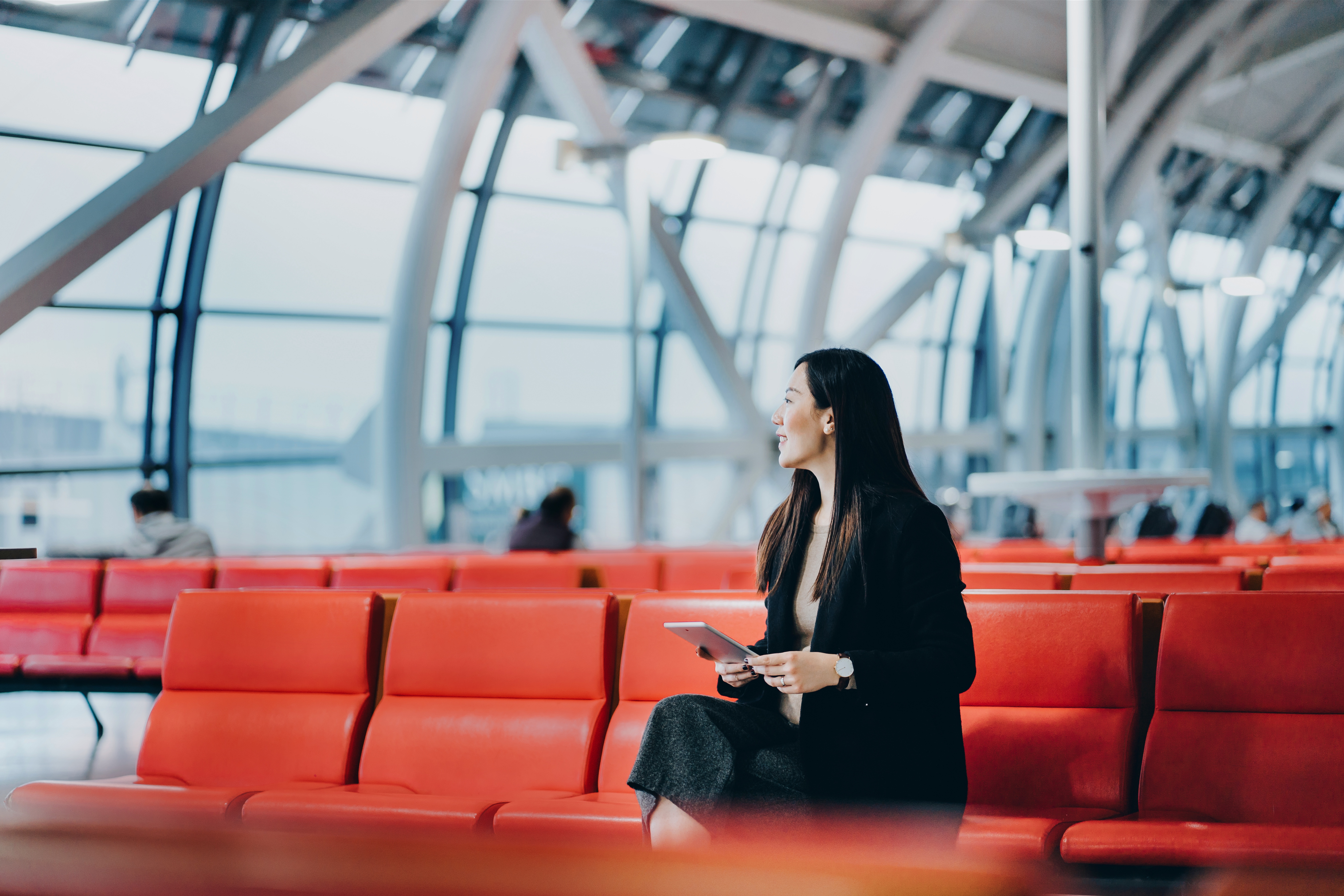 Woman waiting airport